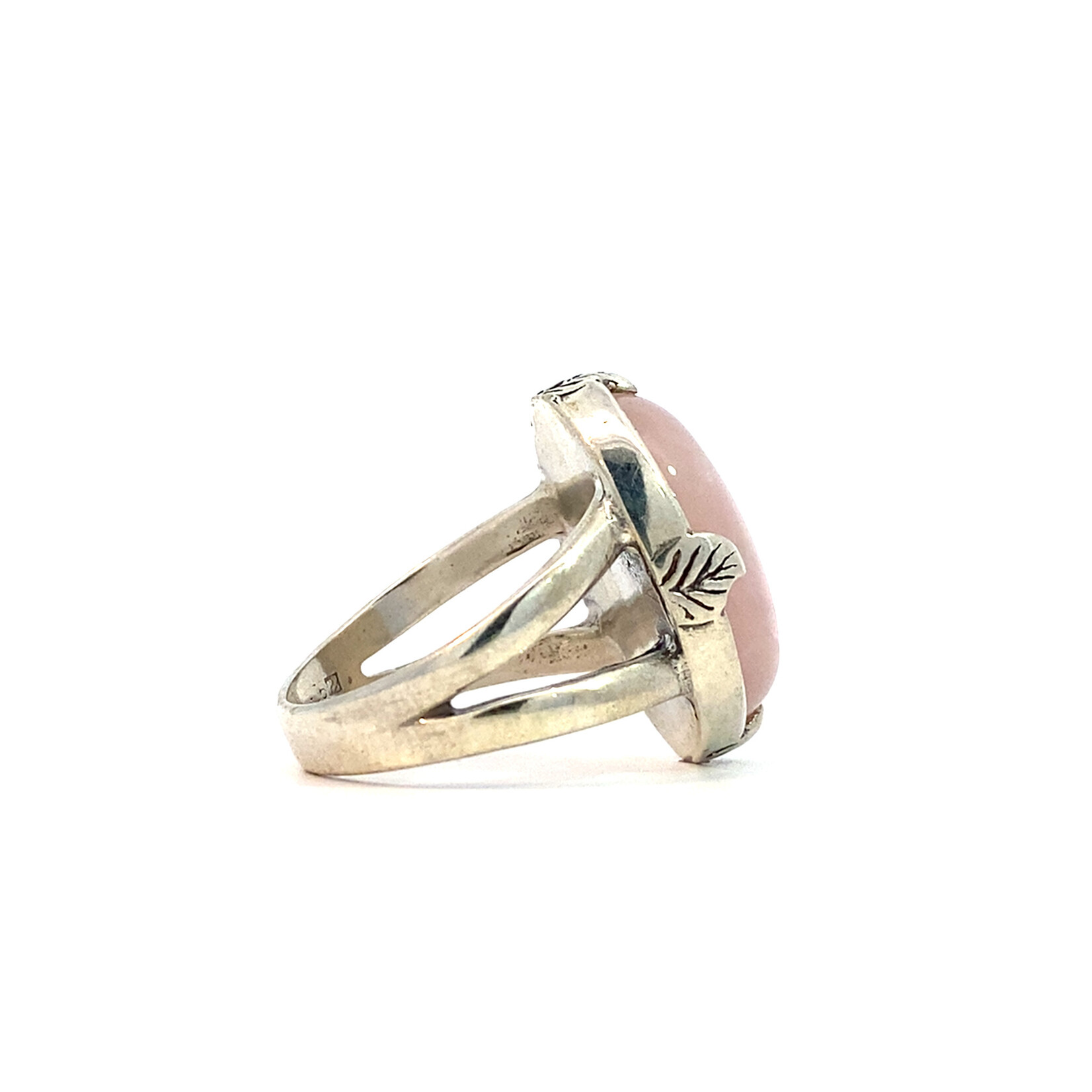 Sterling Silver 18x13mm Rose Quartz Ring size 7