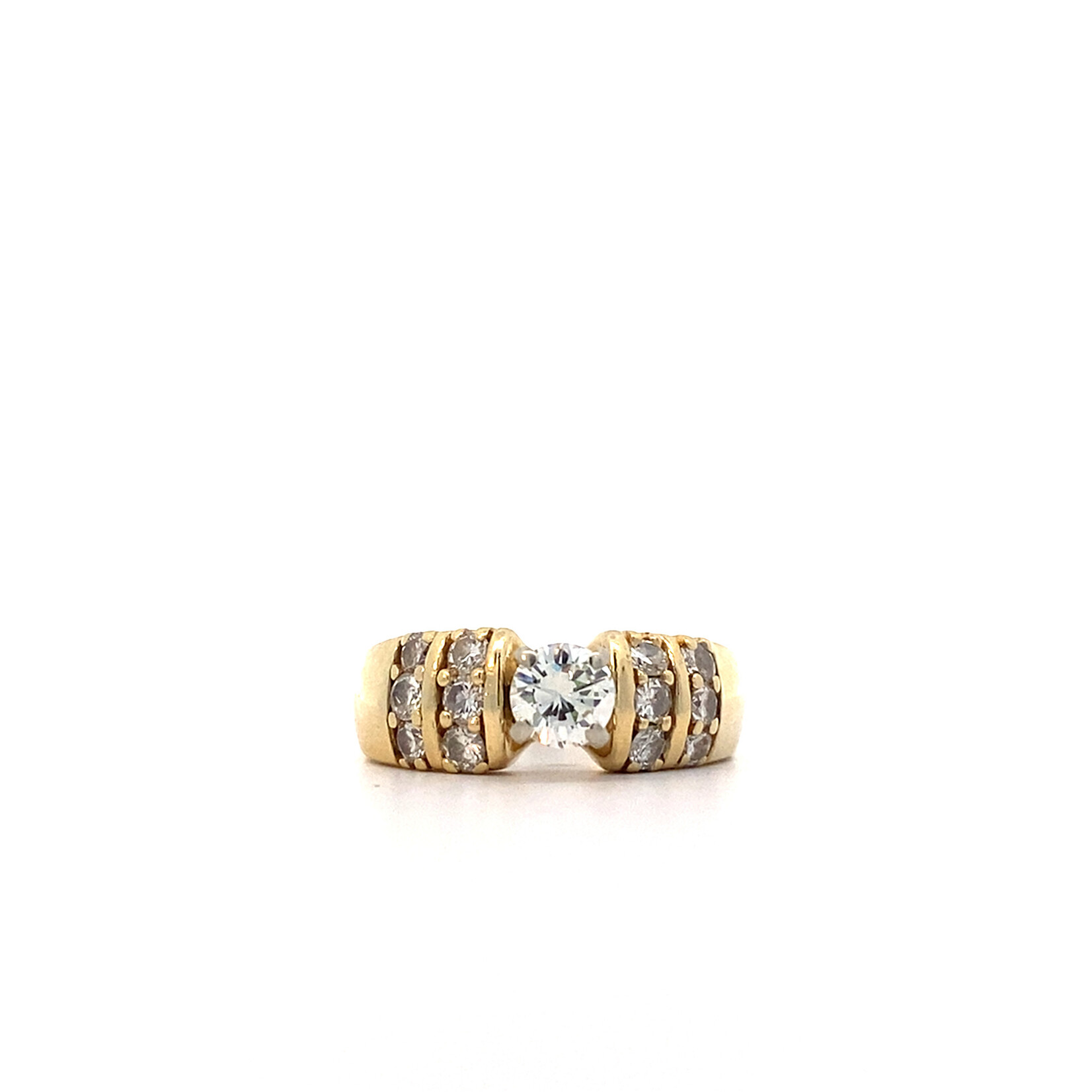 14K Yellow Gold Diamond Engagement Ring sz7 D+/-1.29cttw