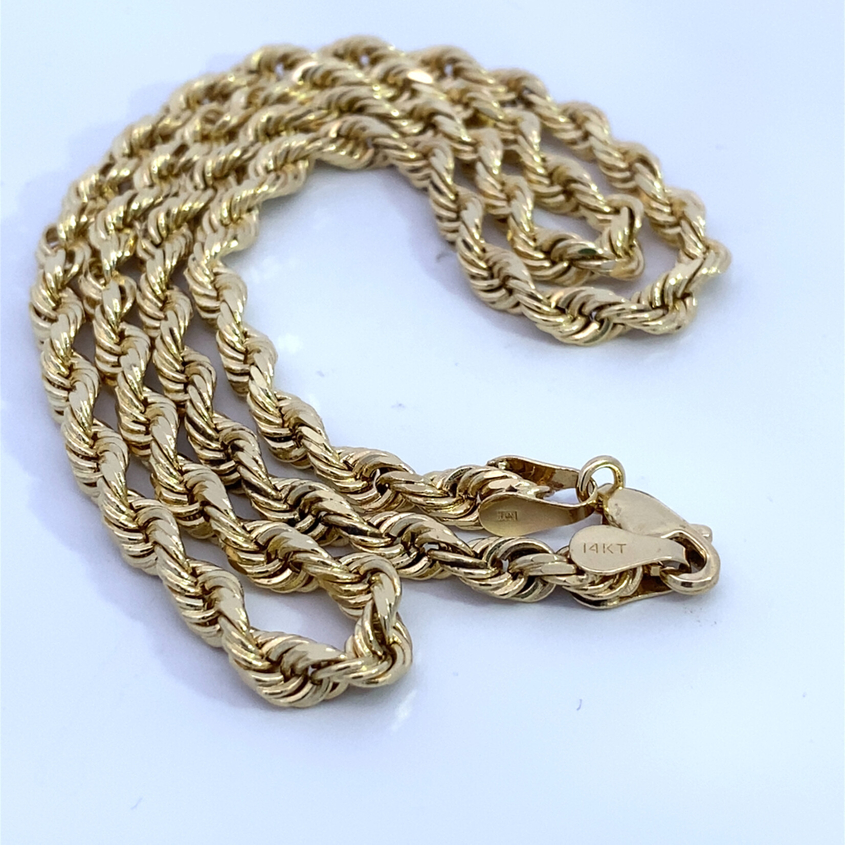 14K Yellow Gold 18" 3.75mm Diamond Cut Rope Chain