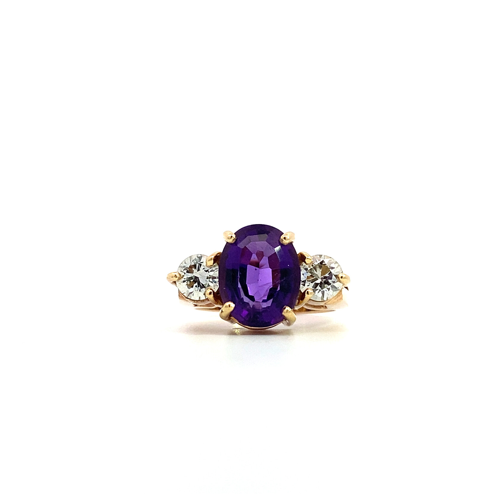 10K Yellow Gold Amethyst & Diamond Ring D+/-1.2cttw size 5.75