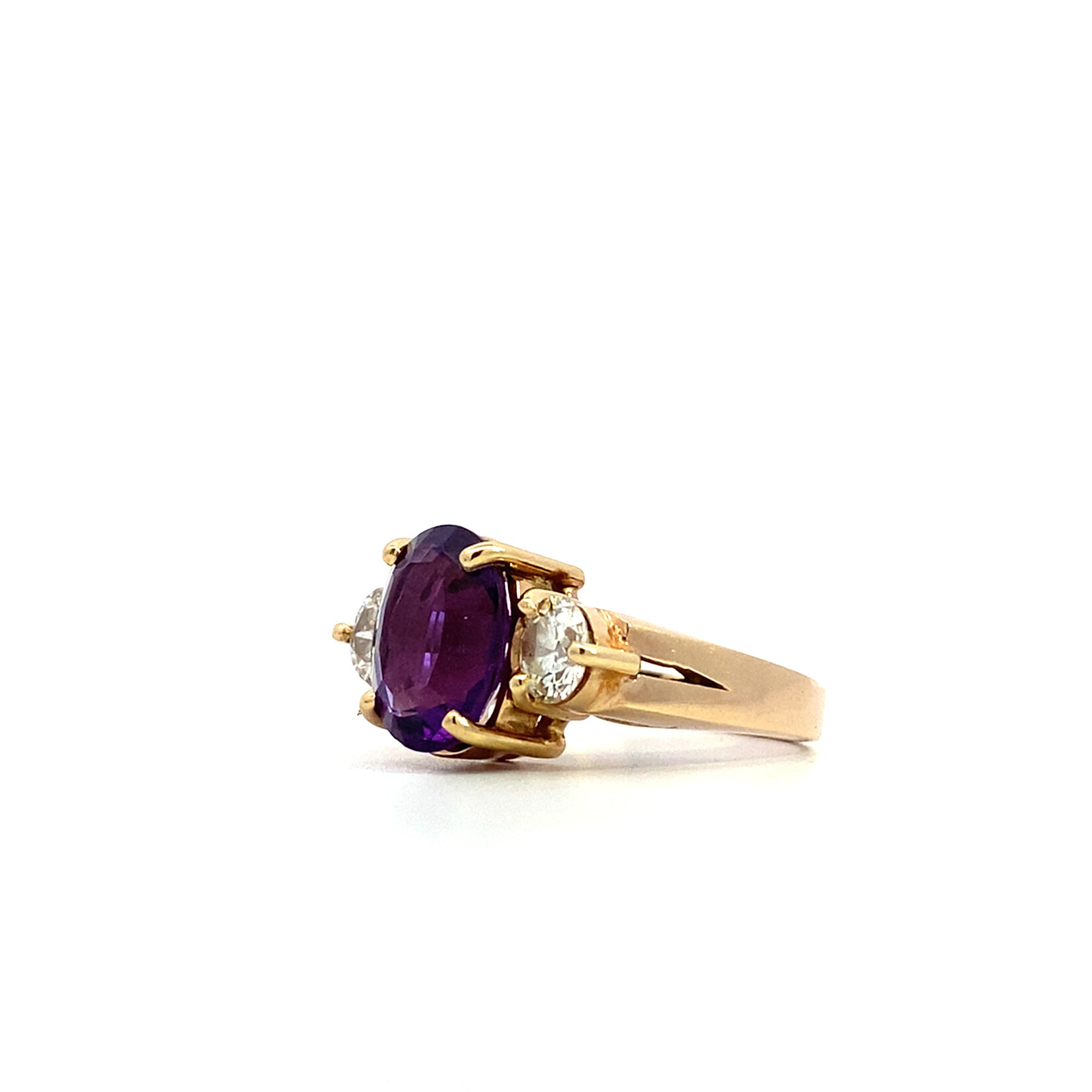 10K Yellow Gold Amethyst & Diamond Ring D+/-1.2cttw size 5.75