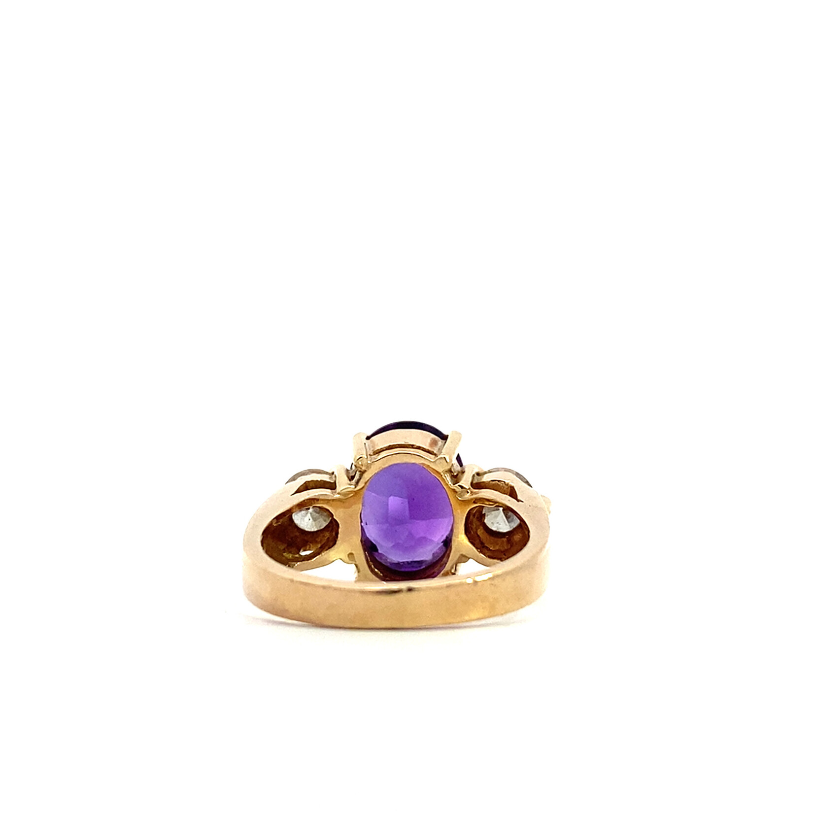 10K Yellow Gold Amethyst & Diamond Ring D+/-1.2cttw size 5.75