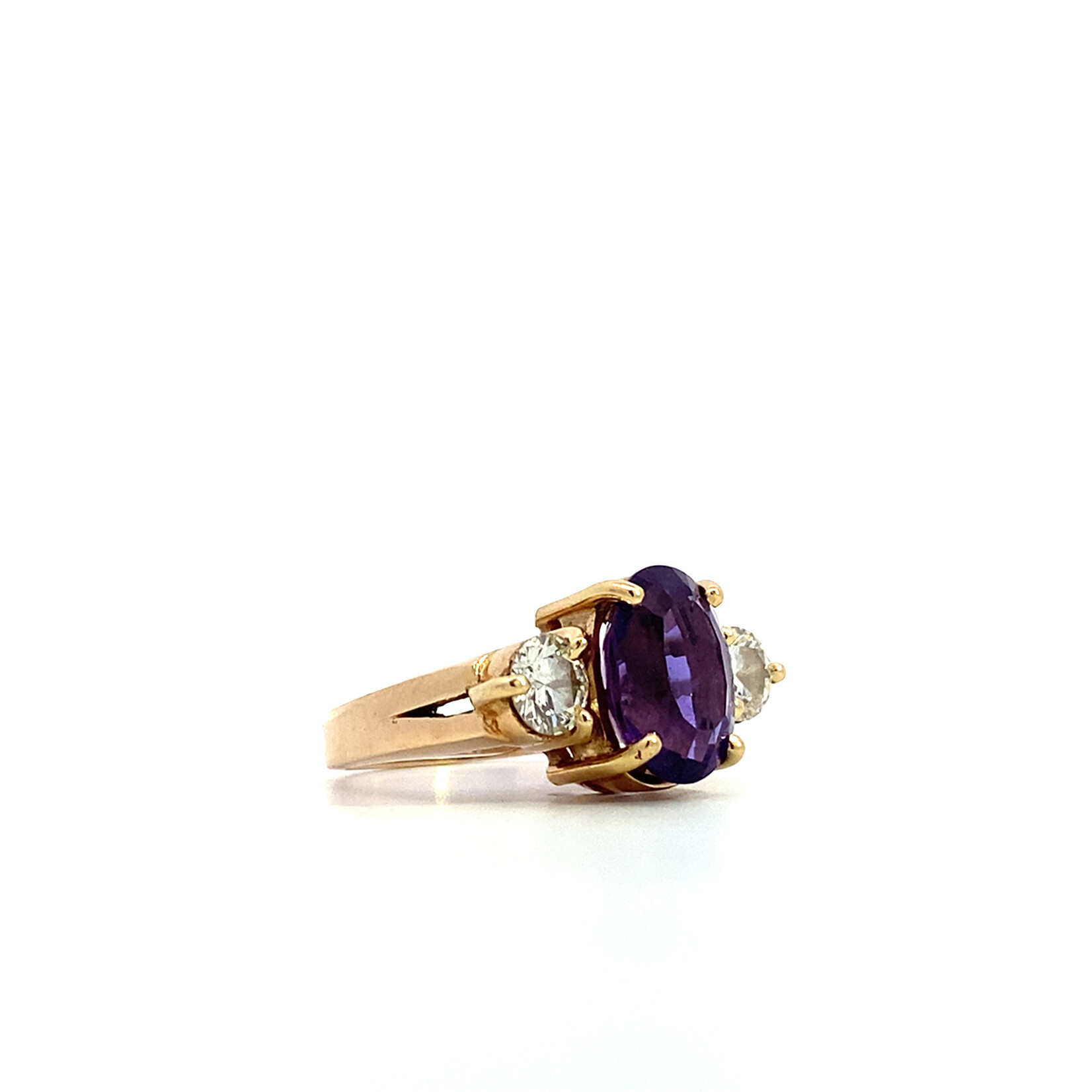 10K Yellow Gold Amethyst & Diamond Ring D+/-1.2cttw size 5.75