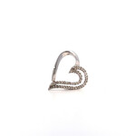 14K White Gold White Stone Heart Pendant