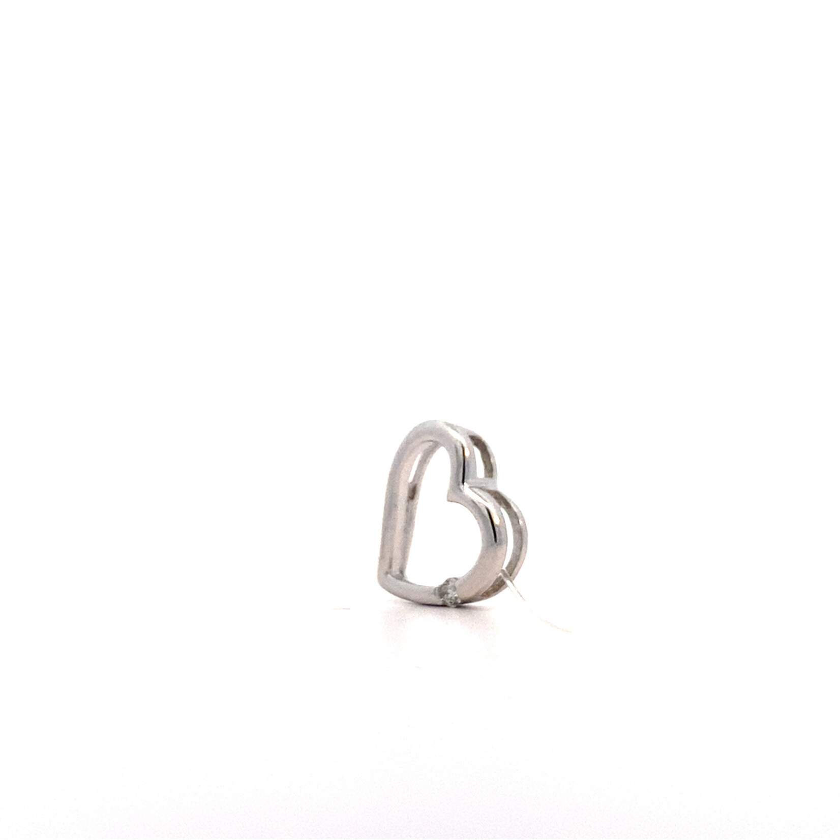 10K White Gold White Stone Heart Slider