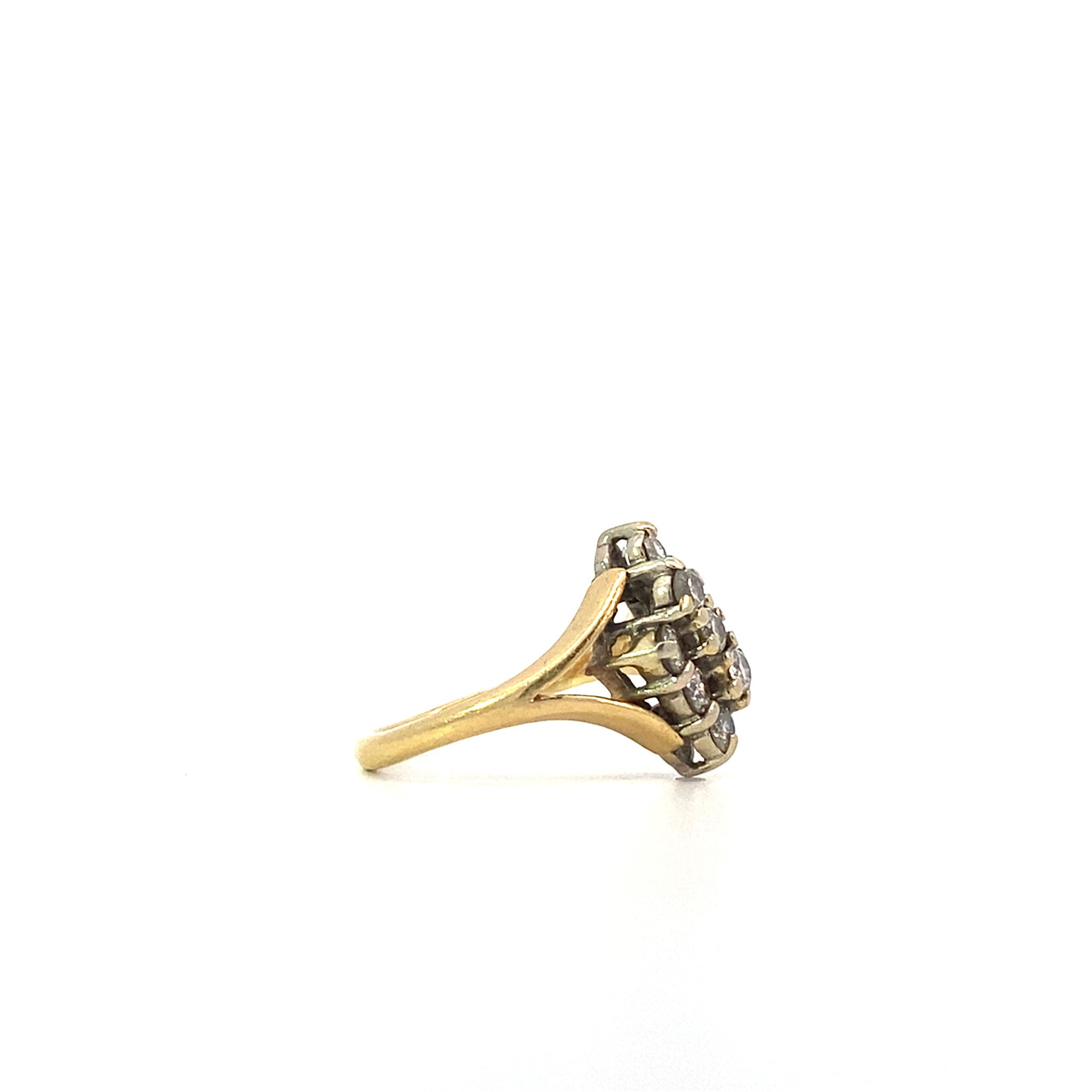 14K Yellow Gold Diamond Cluster ring size 3.75 D+/-.36ctw