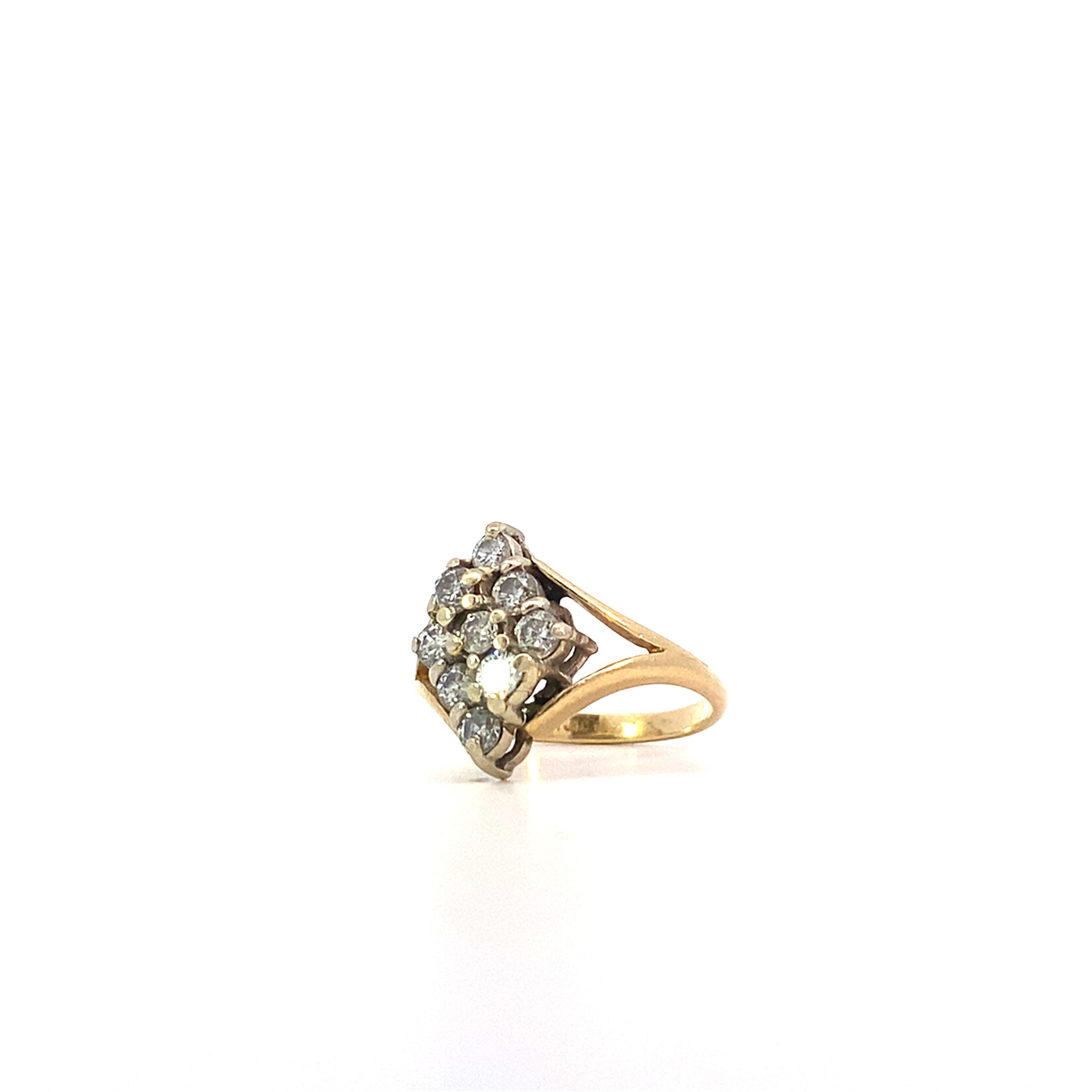 14K Yellow Gold Diamond Cluster ring size 3.75 D+/-.36ctw