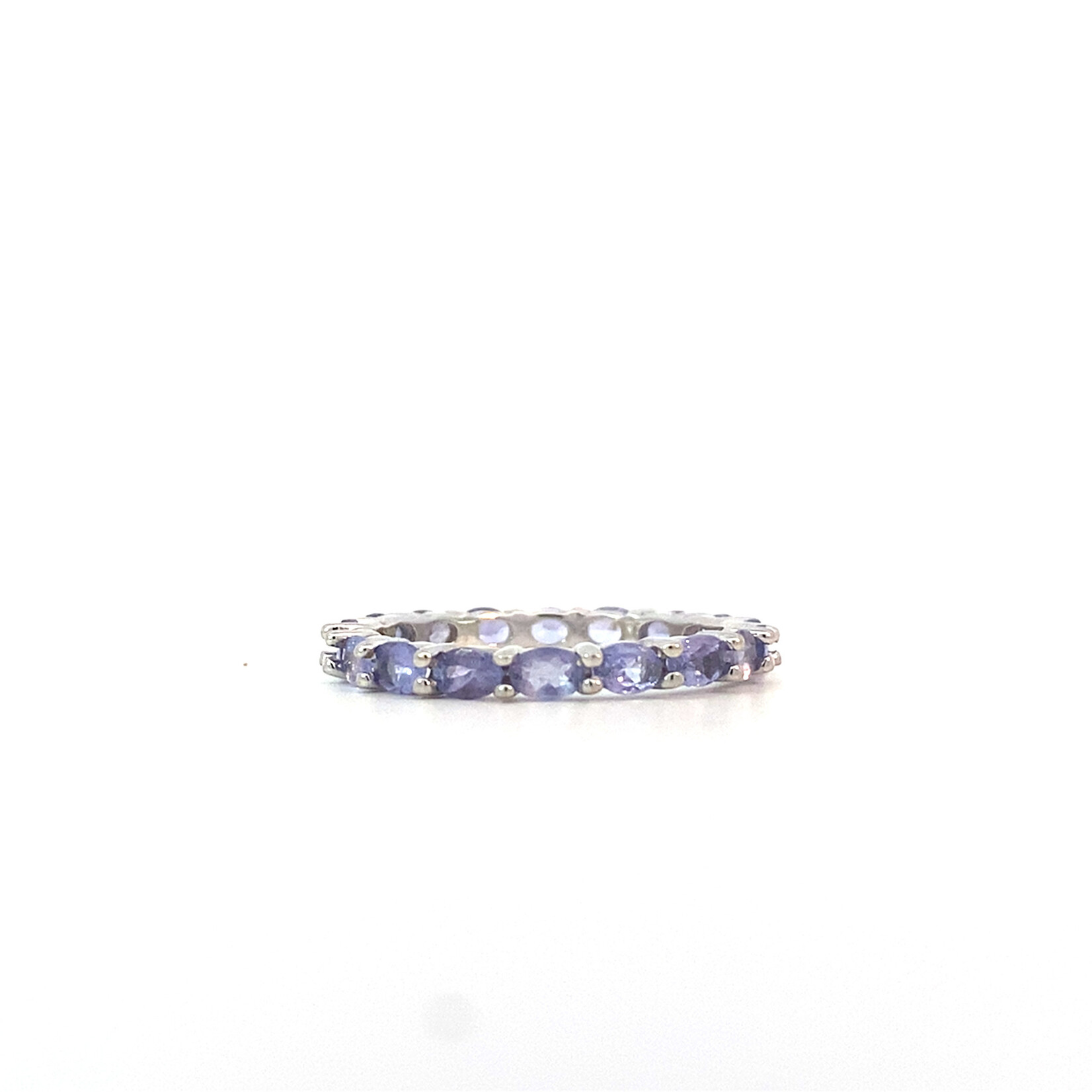14K White Gold Tanzanite Eternity Band sz8
