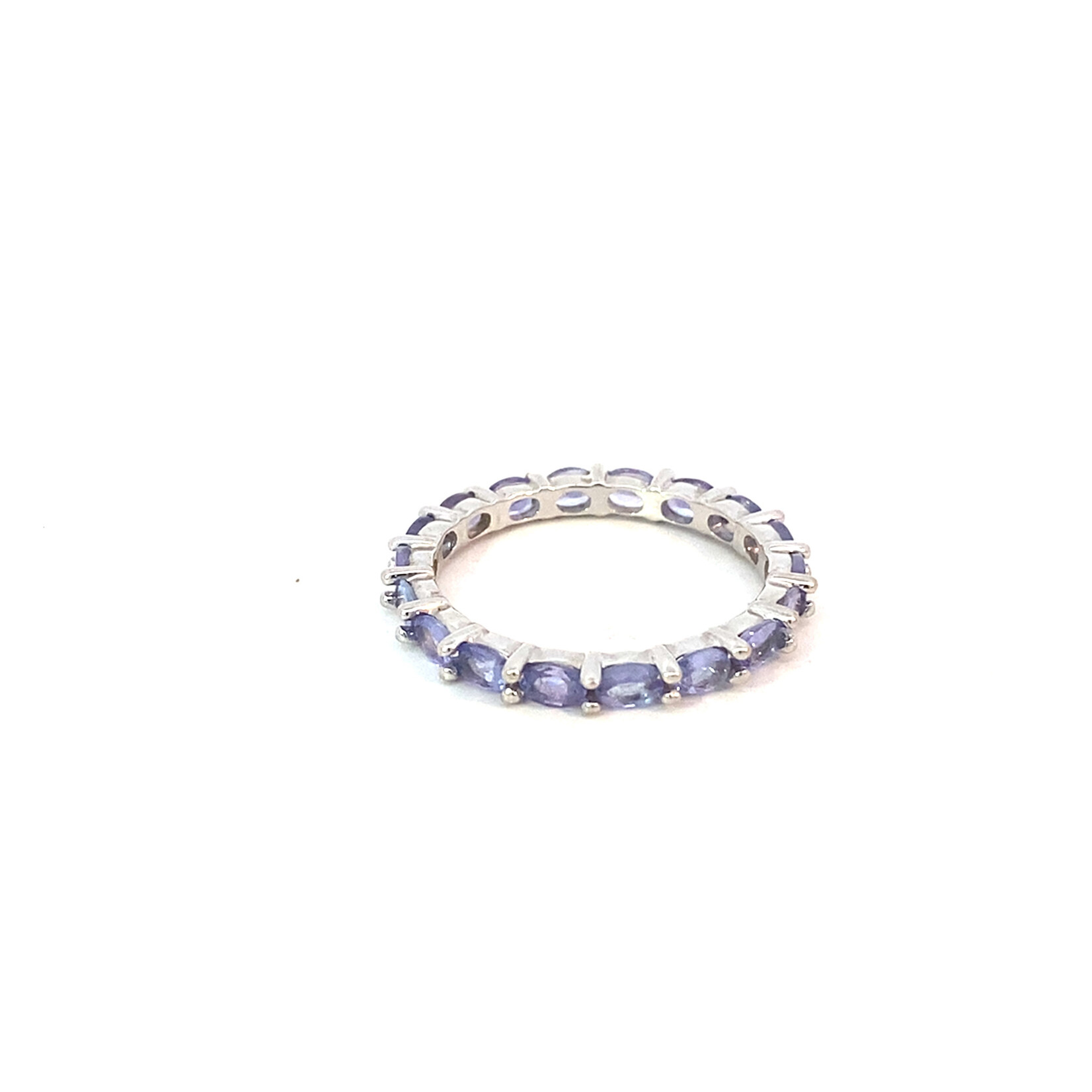 14K White Gold Tanzanite Eternity Band sz8
