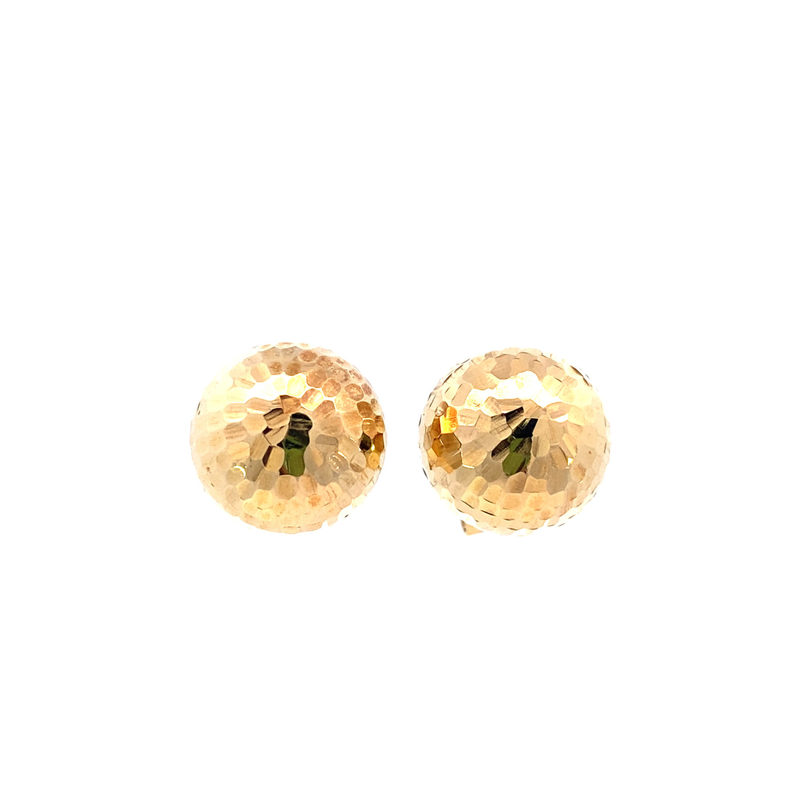 14K Yellow Gold Disco Ball Omega Back Earrings
