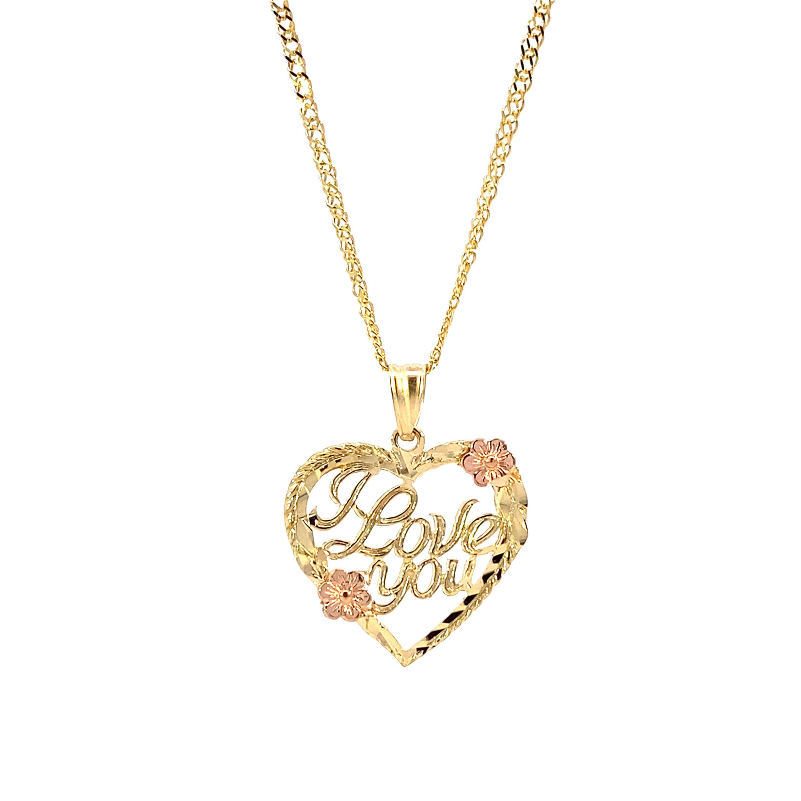 14K Yellow Gold 16" I Love You Necklace