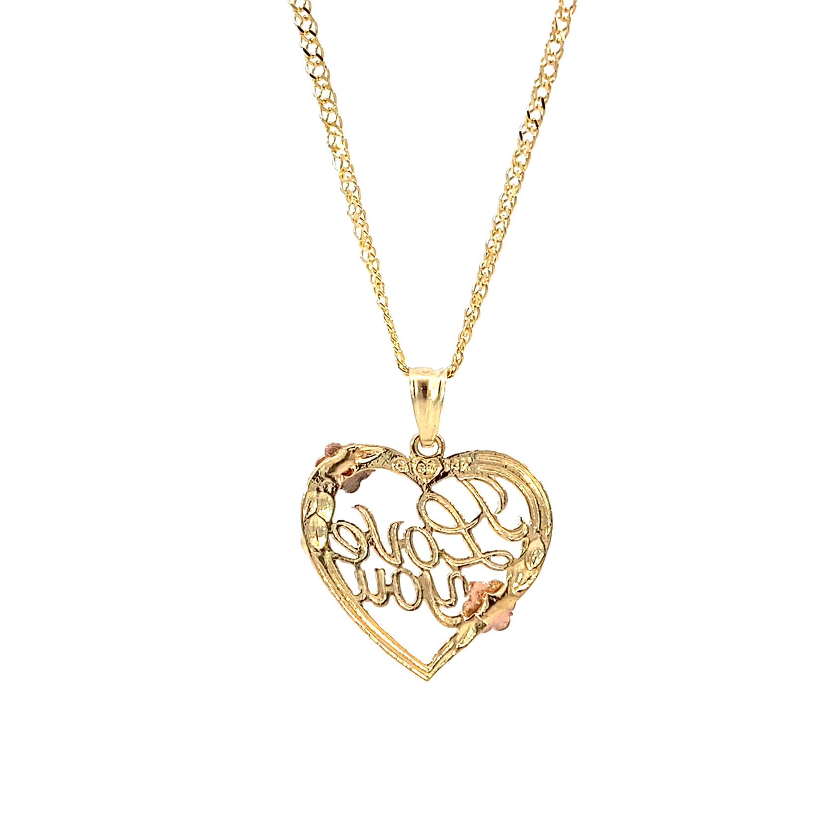 14K Yellow Gold 16" I Love You Necklace