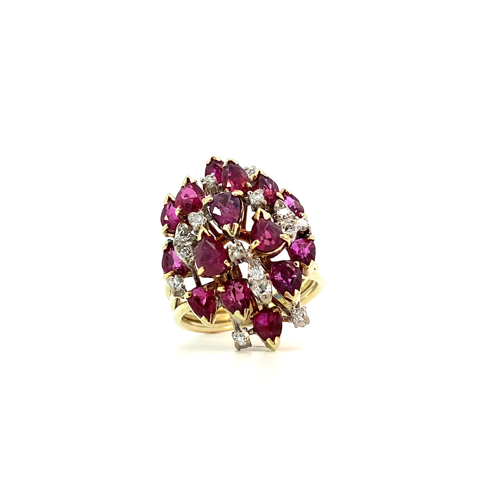 14K Yellow Gold Ruby & Diamond Ring sz6.5