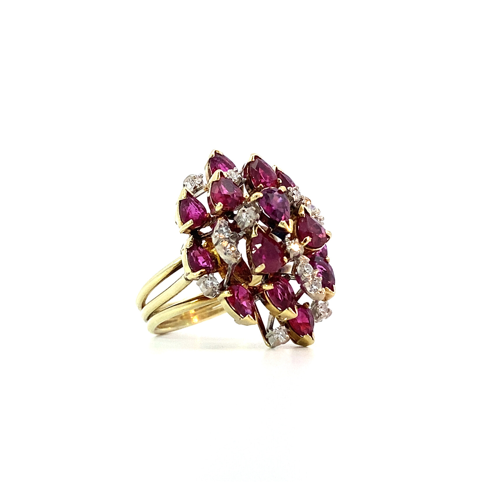 14K Yellow Gold Ruby & Diamond Ring sz6.5