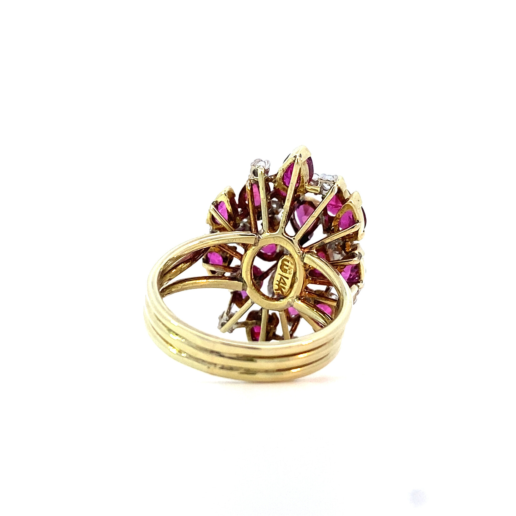 14K Yellow Gold Ruby & Diamond Ring sz6.5