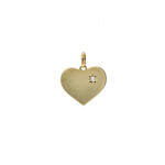 8K Yellow Heart Pendant with White Stone