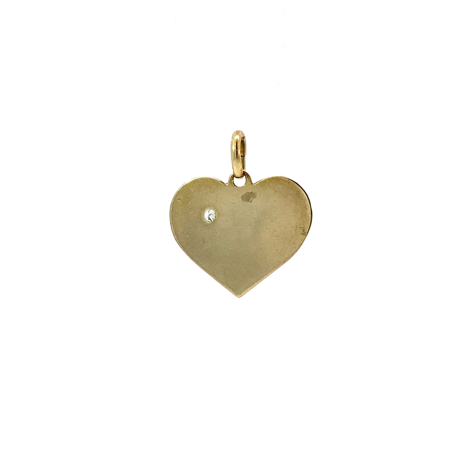 8K Yellow Heart Pendant with White Stone