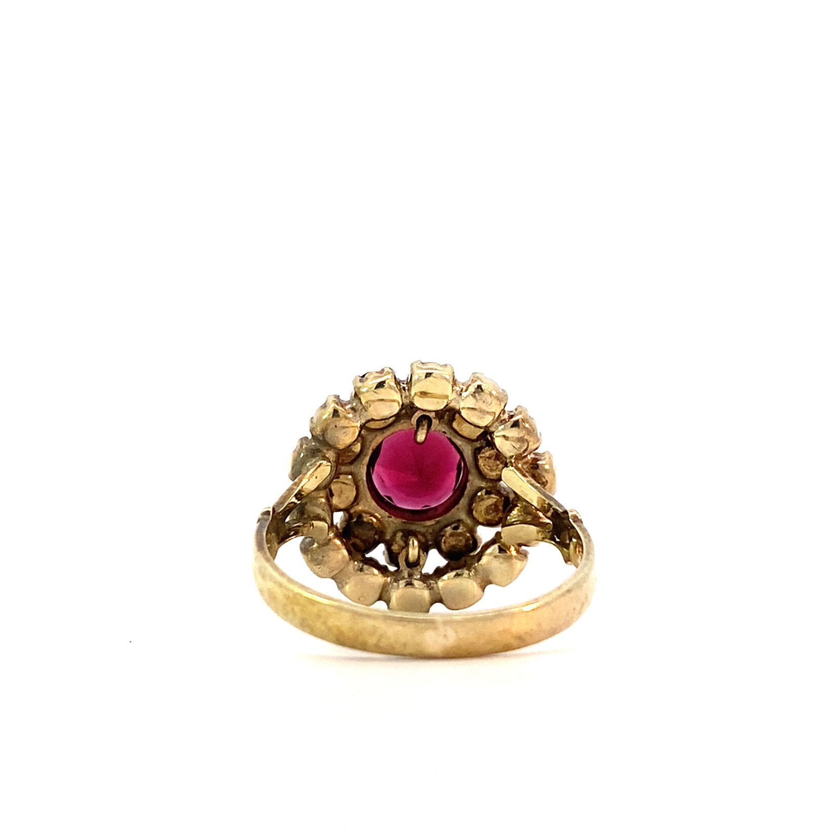 8K Yellow Gold Vintage Garnet Cluster Ring