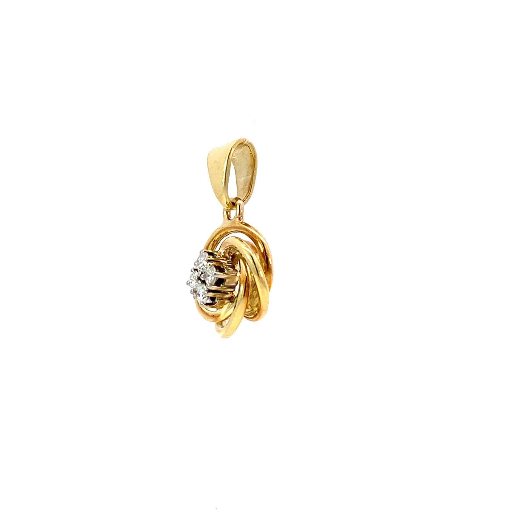 14K Yellow Gold Diamond Knot Pendant D.16cttw