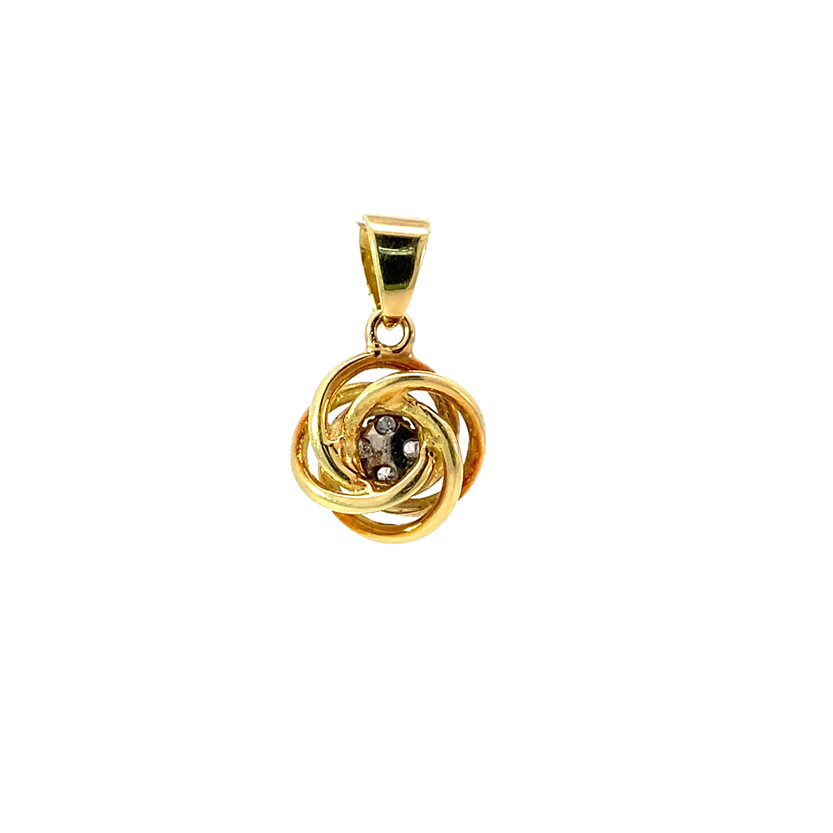 14K Yellow Gold Diamond Knot Pendant D.16cttw