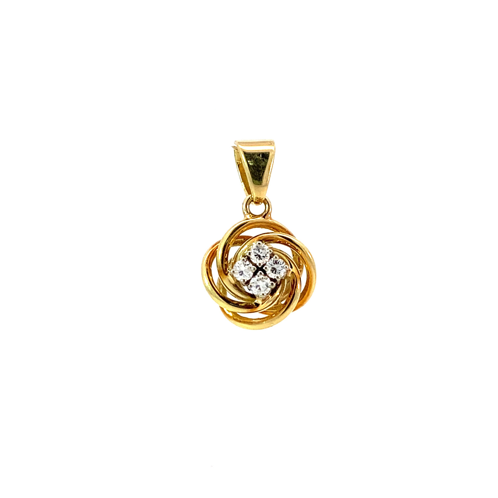 14K Yellow Gold Diamond Knot Pendant D.16cttw