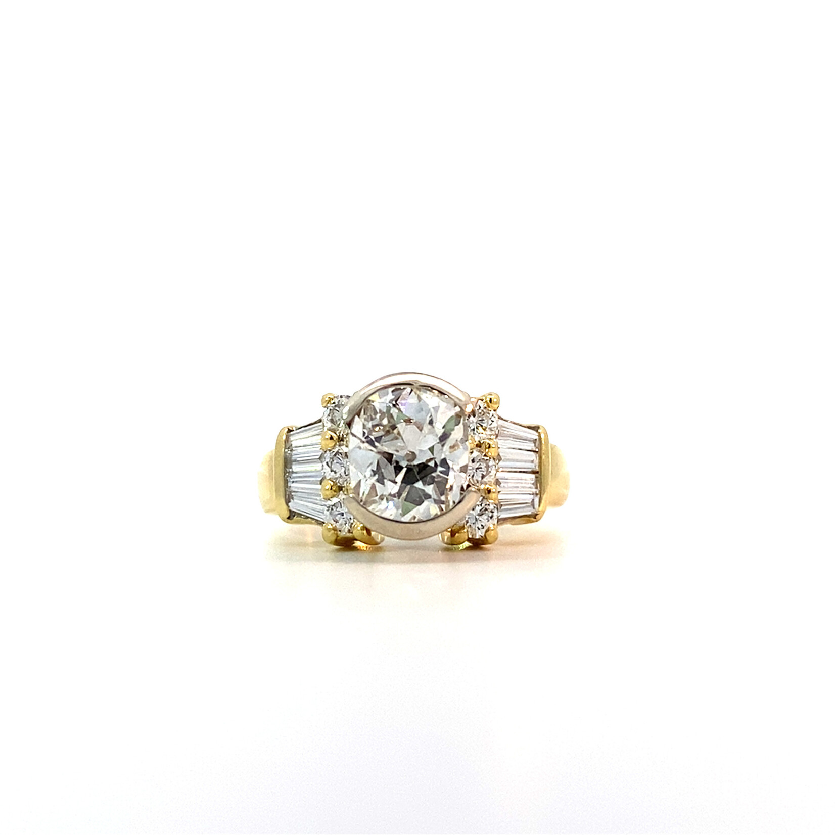 18K Two-tone Diamond Ring sz6.75 D+/- 2.46ctw Ctr 1.8ct I1 H/I