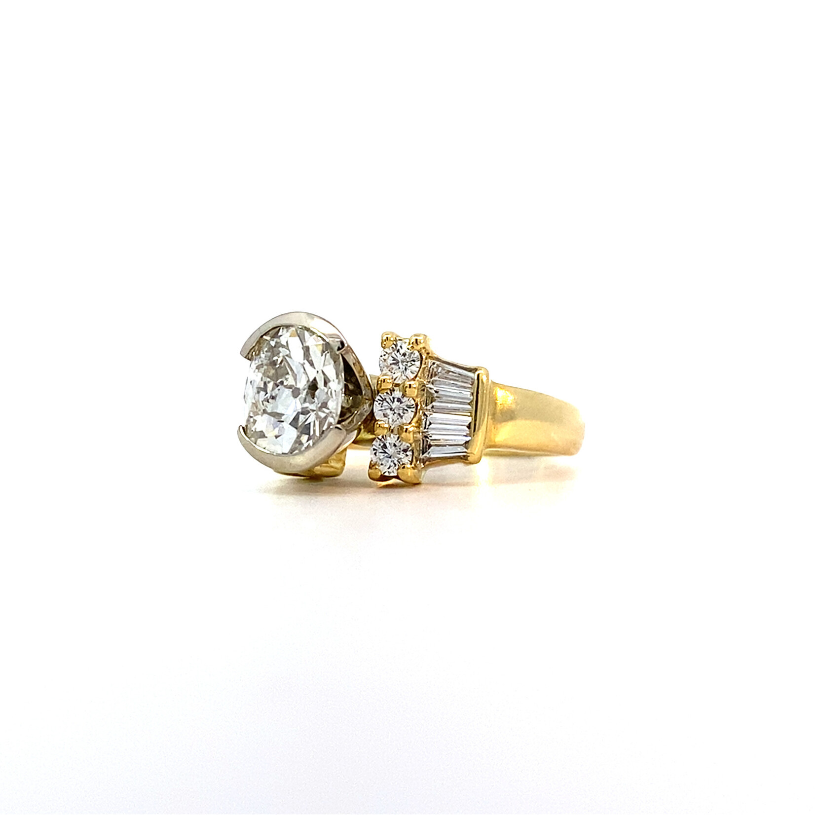 18K Two-tone Diamond Ring sz6.75 D+/- 2.46ctw Ctr 1.8ct I1 H/I