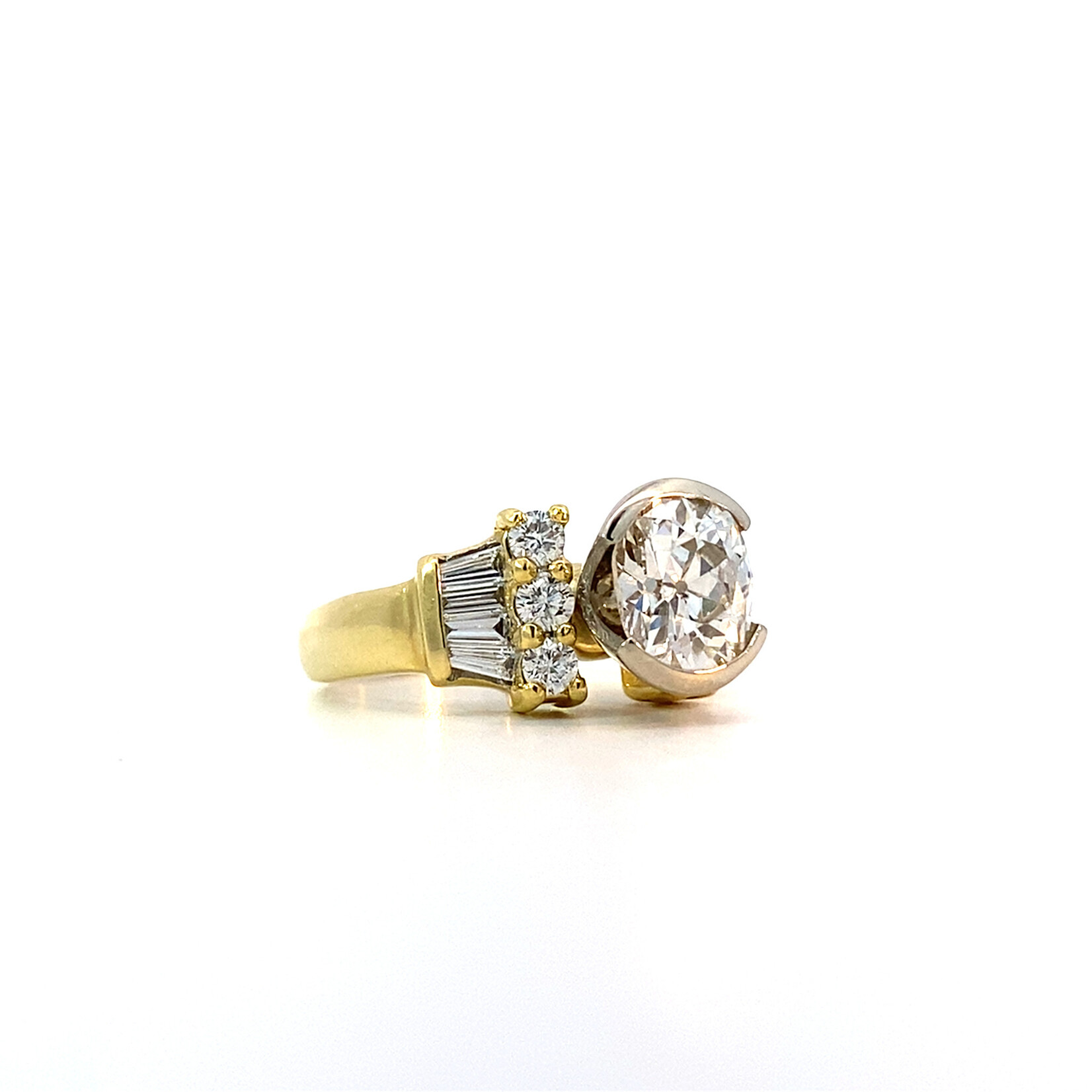 18K Two-tone Diamond Ring sz6.75 D+/- 2.46ctw Ctr 1.8ct I1 H/I
