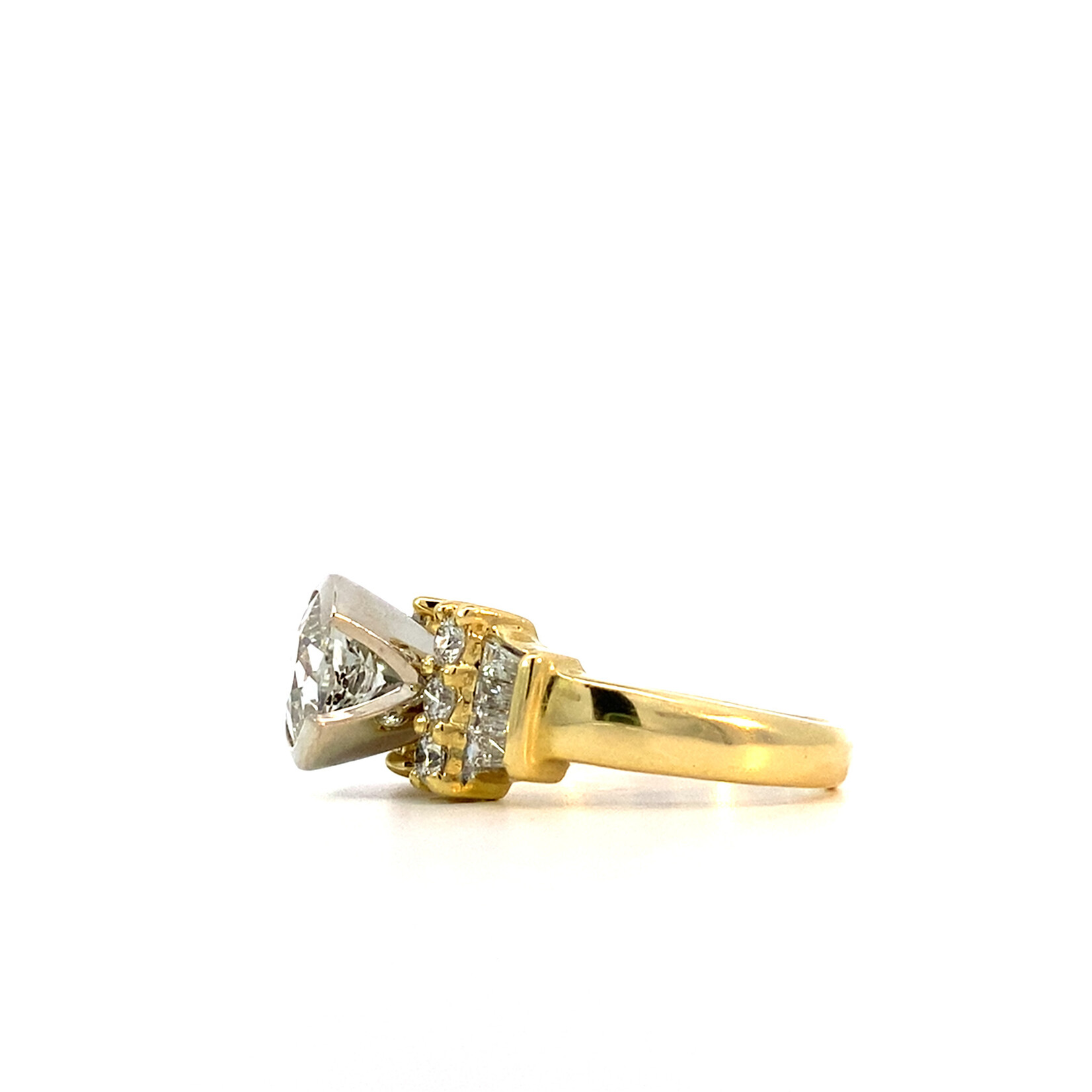 18K Two-tone Diamond Ring sz6.75 D+/- 2.46ctw Ctr 1.8ct I1 H/I
