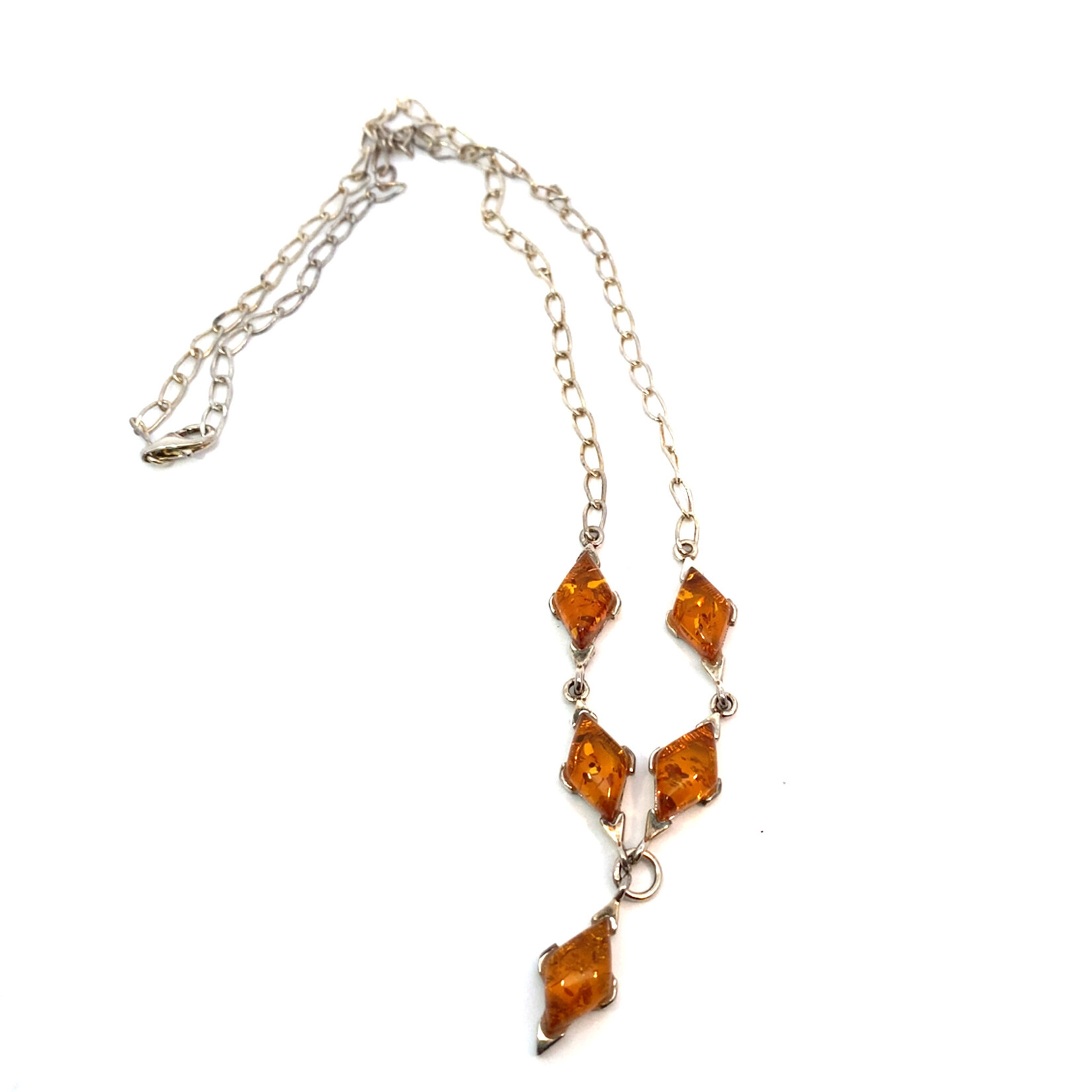 Sterling Silver 20" Faux Amber Necklace