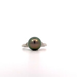14K White Gold Tahitian and Diamond Ring D.20tw size 6.5