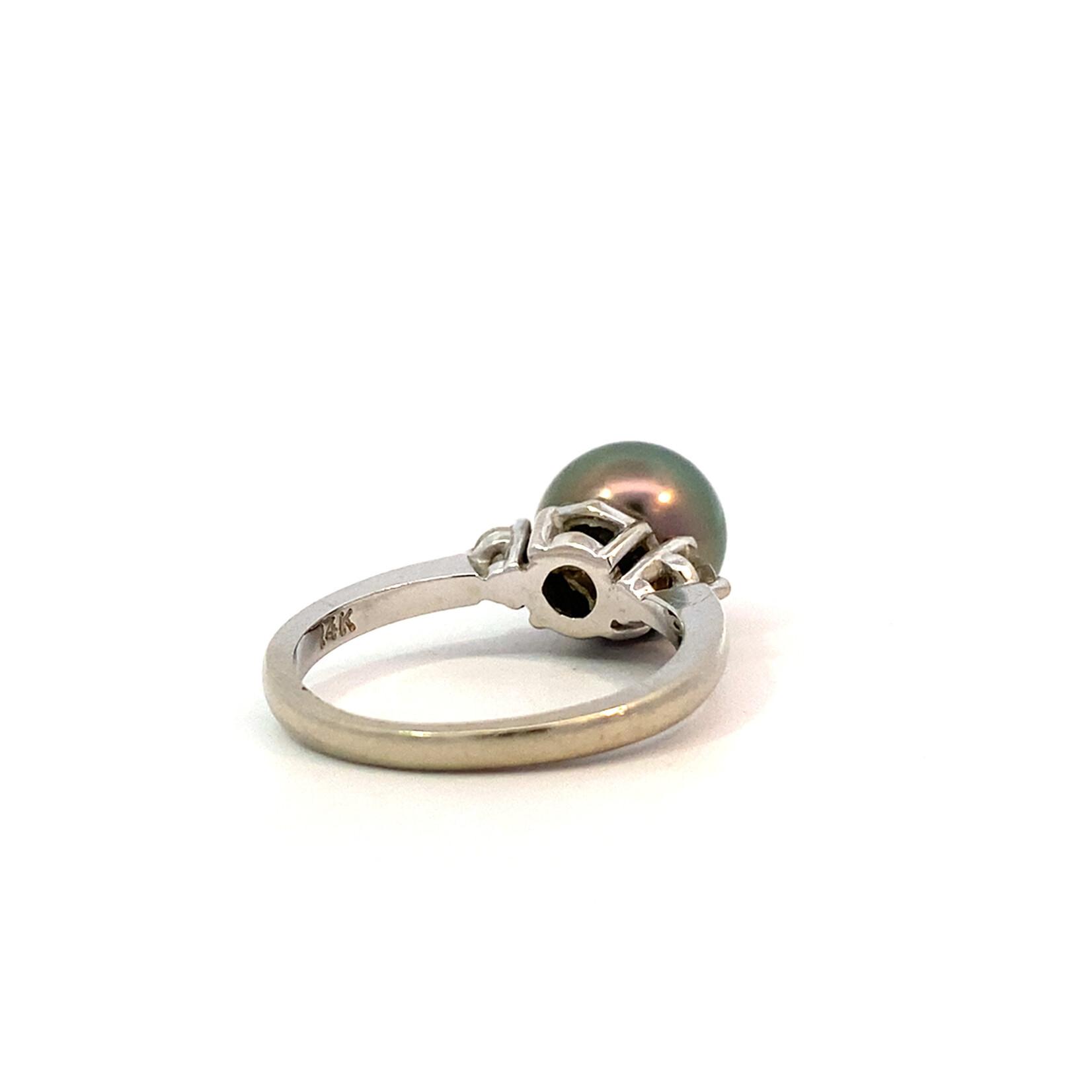 14K White Gold Tahitian and Diamond Ring D.20tw size 6.5