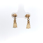14K Yellow Gold Opal and Diamond Earrings