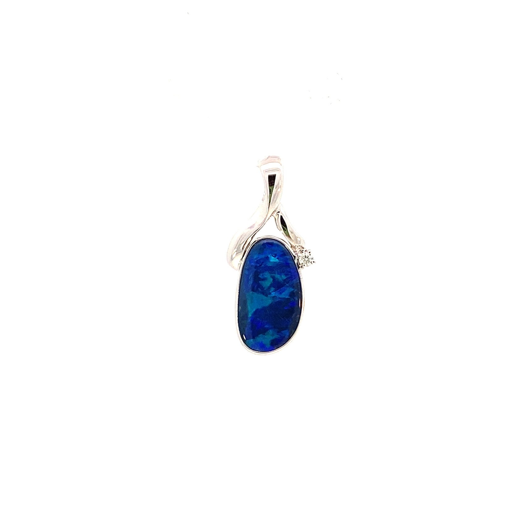 14K White Gold Boulder Opal Pendant