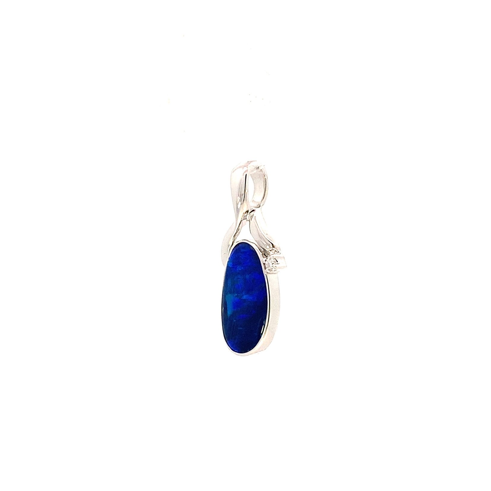 14K White Gold Boulder Opal Pendant