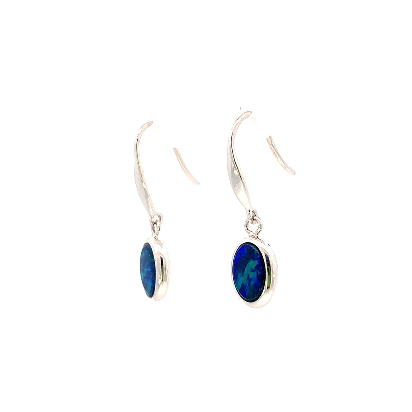 14K White Gold Boulder Opal Dangles