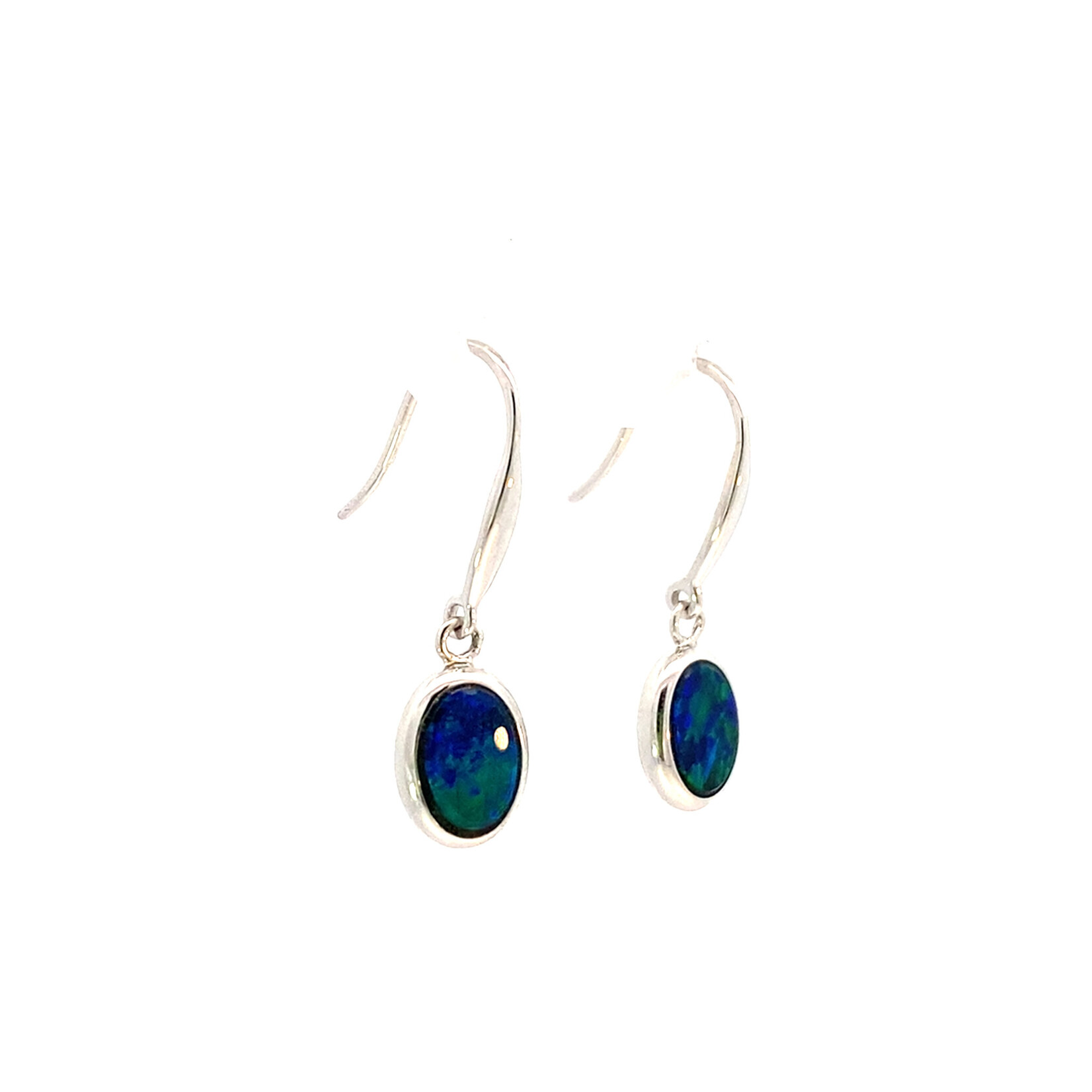 14K White Gold Boulder Opal Dangles