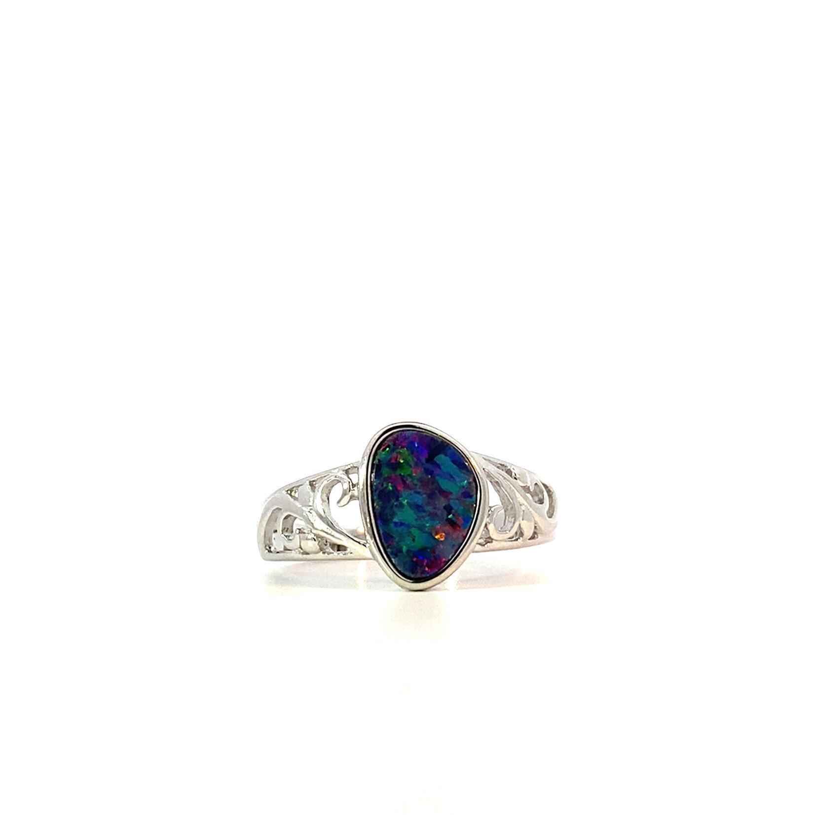 Sterling Silver Filigree Boulder Opal Ring sz8