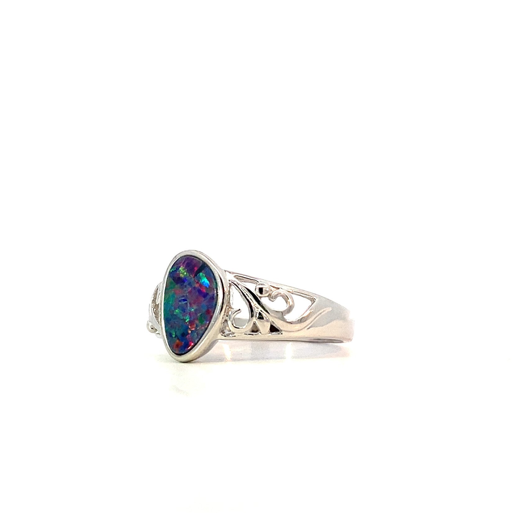 Sterling Silver Filigree Boulder Opal Ring sz8