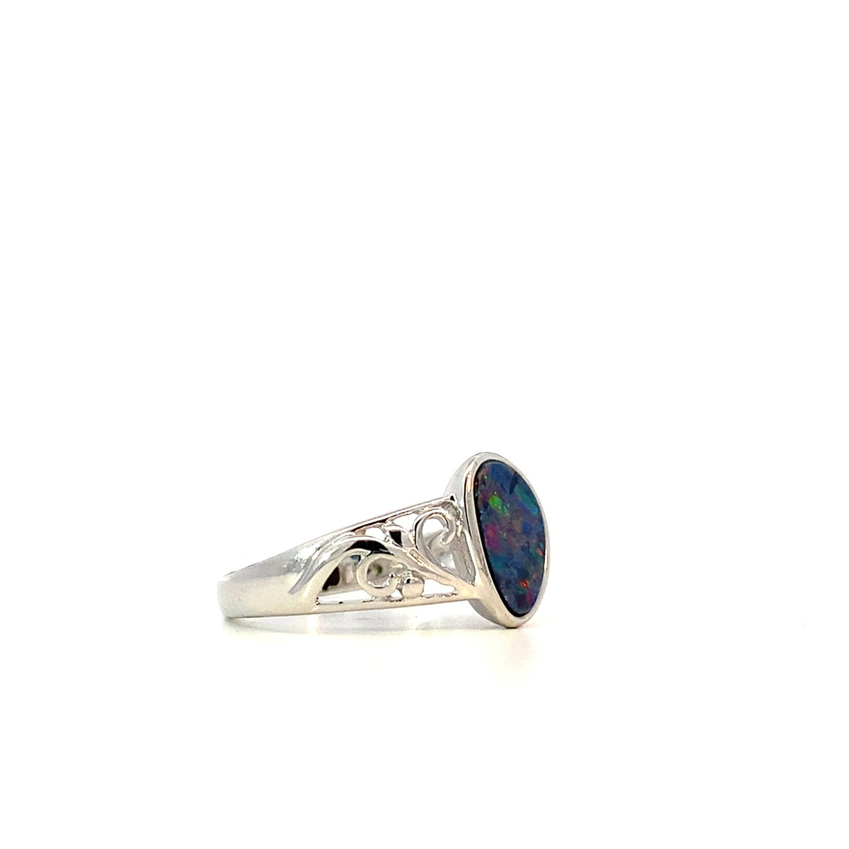 Sterling Silver Filigree Boulder Opal Ring sz8