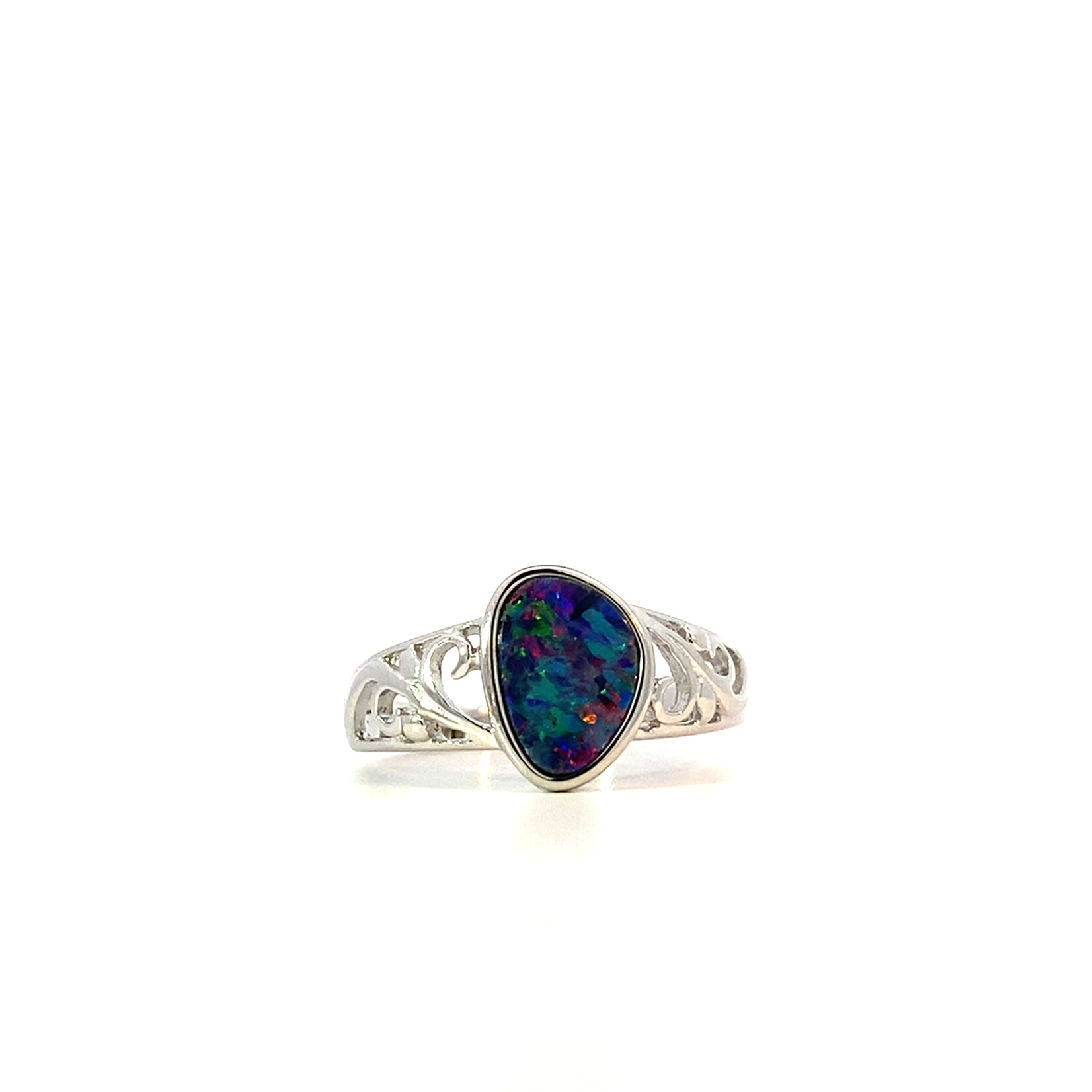 Sterling Silver Filigree Boulder Opal Ring sz8