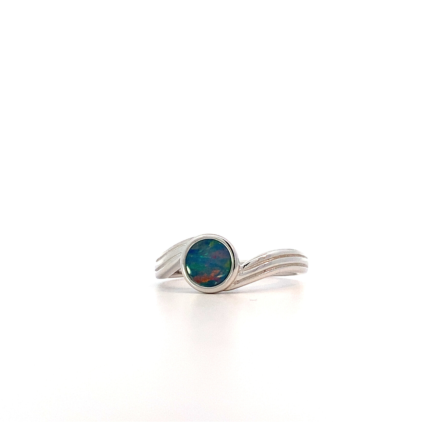 Sterling Silver Round Bypass Boulder Opal Ring size 7.5