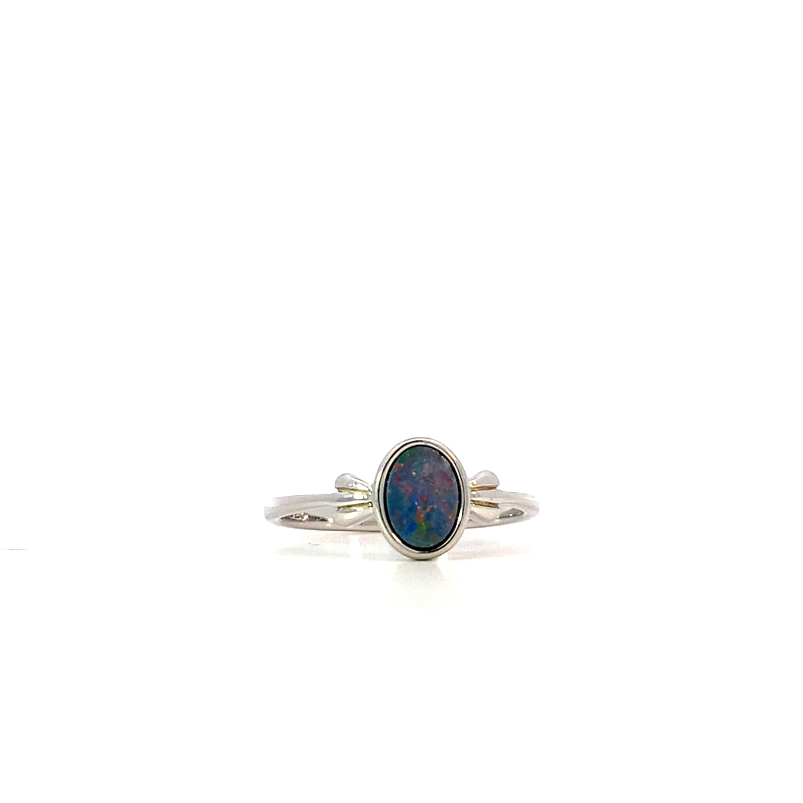 Sterling Silver Oval Boulder Opal Ring size 7.5