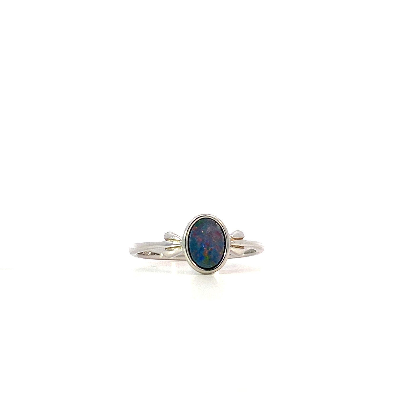 Sterling Silver Oval Boulder Opal Ring sz7.5