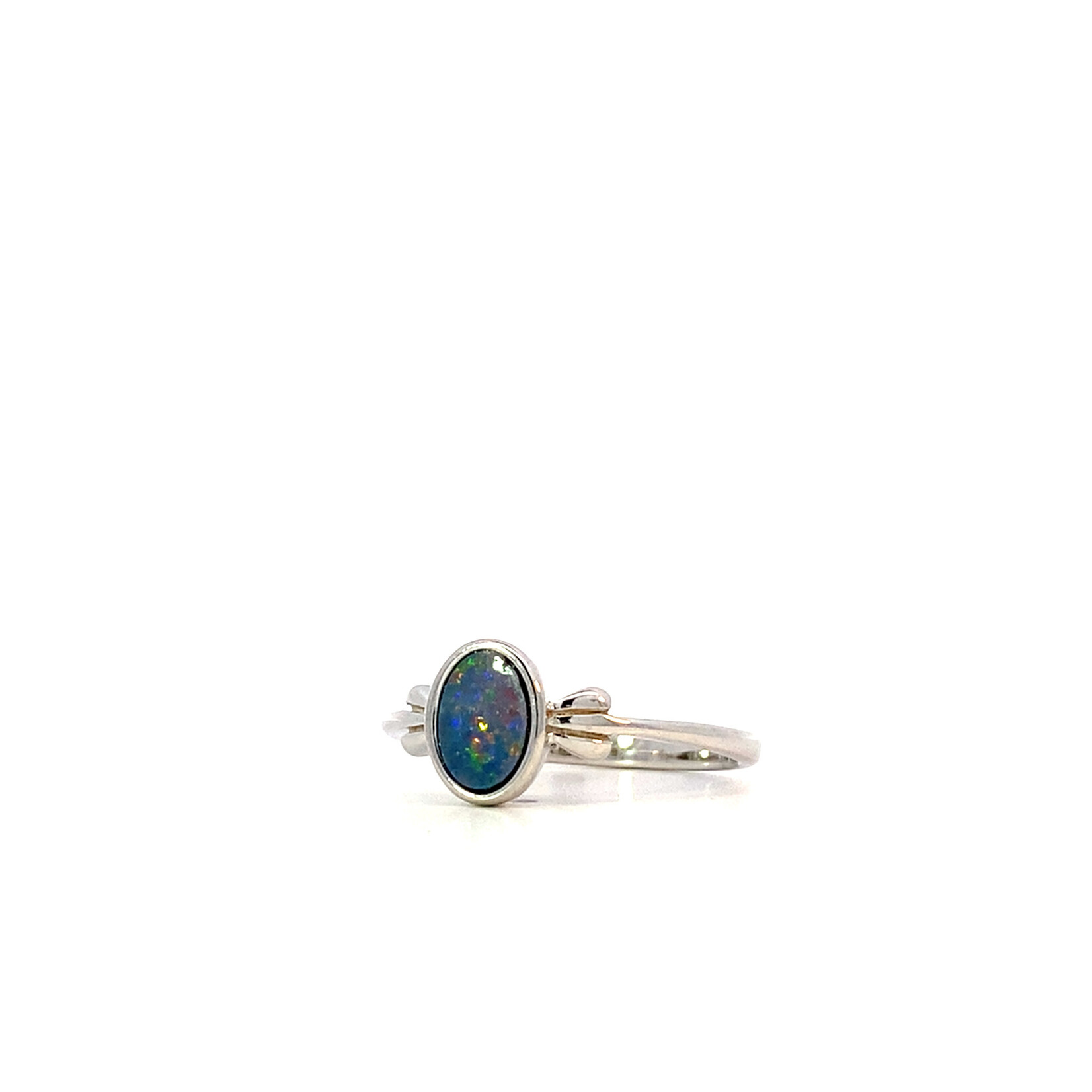 Sterling Silver Oval Boulder Opal Ring size 7.5