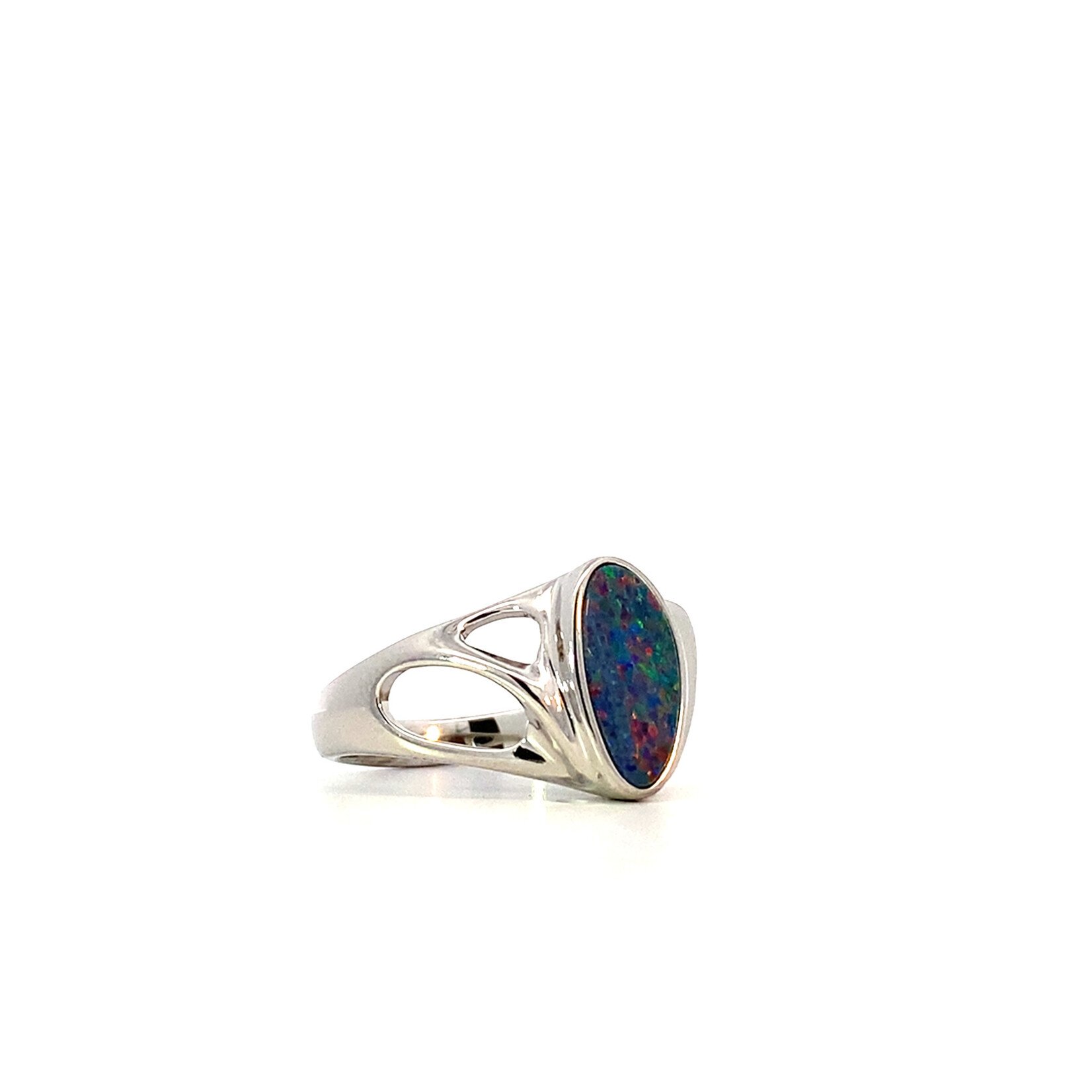 Sterling Silver Freeform Boulder Opal Ring sz6