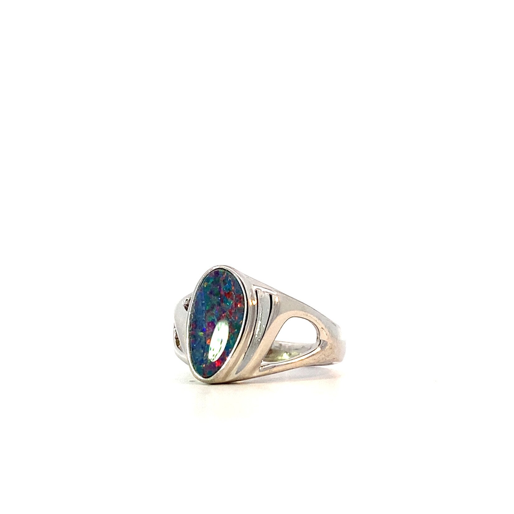Sterling Silver Freeform Boulder Opal Ring sz6