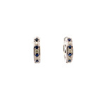 14K White Gold Sapphire & Diamond Huggie Hoops D.25ctw E.30ctw