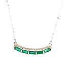 14K White Gold 18" Diamond & Emerald Necklace D.15ctw E 1ct