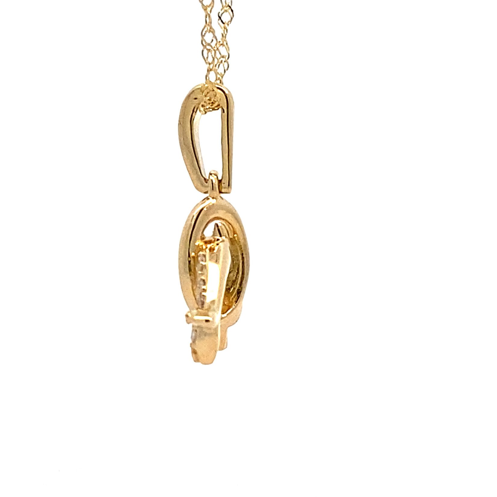 14K Yellow Gold Diamond Dolphin on 18K Yellow Gold 18" Singapore Chain D.10ctw